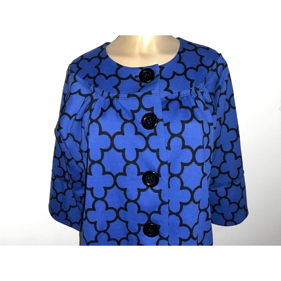 Grace Elements 3/4 Sleeve Jacket Royal Blue Black Lined New Size 14 - Picture 2 of 5